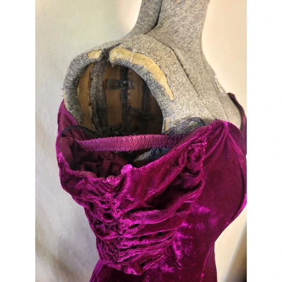 Vintage 80s Off The Shoulder Fit Flare Mini Dress Magenta Size XS Poofy Party - Picture 5 of 15